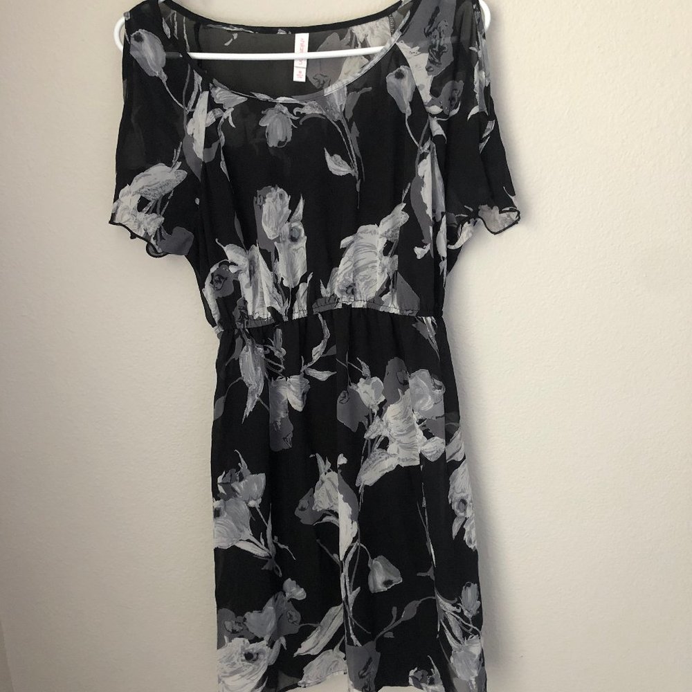 Sheer Floral Dress w/Spaghetti Strap Slip Liner